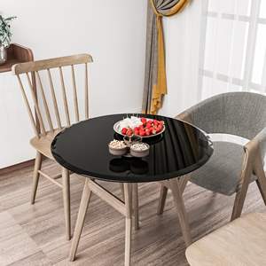 Dessus de table à thé en verre trempé de style scandinave DB 28 pouces 3/8 pouces d'épaisseur en verre noir biseauté poli bord ferme Design - Product Image 1