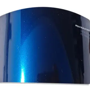 1.52x18m 5x59ft vinil On arabalar PET destek parlak metalik karbon Fiber vinil araç örtüsü gece mavisi