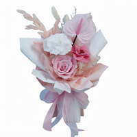 Bouquet de roses décoratives préservées faites à la main, mini bouquet de fleurs emballé pour mariage, Saint-Valentin, remise de diplôme - Décoration intérieure éternelle