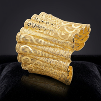 Bracelet pour femme en laiton plaqué or 14K 18K 24K, motif floral Kada, idéal pour les mariages orthodoxes (vente en gros)