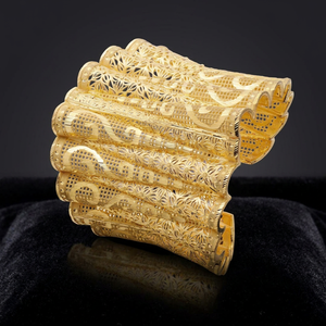 ขายส่งแฟชั่น14K 18K 24K สร้อยข้อมือทองเต็ม Kada และสร้อยข้อมือการออกแบบดอกไม้สร้อยข้อมือ Kada สร้อยข้อมือทองเหลืองบรรจุทอง Kada - Product Image 3