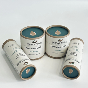 Boîte d'emballage cosmétique ronde en papier texturé fantaisie imprimé sur mesure, tube en carton blanc recyclé pour parfum - Product Image 5