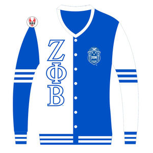 Cárdigans Acrílicos Bordados de la Hermandad Zeta Phi Beta para Mujer |   Suéter Cárdigan de Lana Bordado Personalizado para Mujer de la Hermandad ZPB - Product Image 1