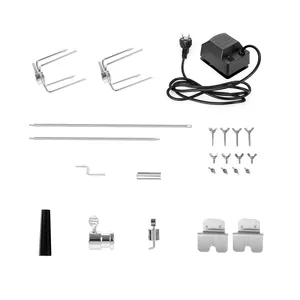 Kit de churrasqueira com motor de churrasco, mini máquina elétrica portátil de aço inoxidável para churrasco, espeto, churrasqueira de frango