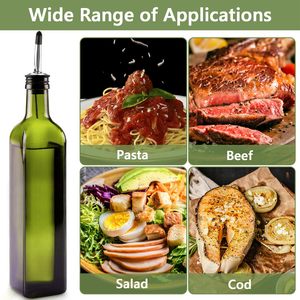 U Chef Ensemble de distributeurs réutilisables pour <span class=keywords><strong>huile</strong></span> <span class=keywords><strong>d</strong></span>'<span class=keywords><strong>olive</strong></span> et vinaigre, bouteilles en verre, becs verseurs en acier inoxydable, 4 étiquettes, brosse, entonnoir (bouteille pulvérisatrice <span class=keywords><strong>d</strong></span>'<span class=keywords><strong>huile</strong></span>) - Product Image 6