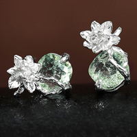 925 Sterling Silber Feine Blumen-Ohrringe für Frauen Luxuriöse Grüne Zirkon-Jasmin-Ohrstecker Maßgefertigter Designer-Schmuck