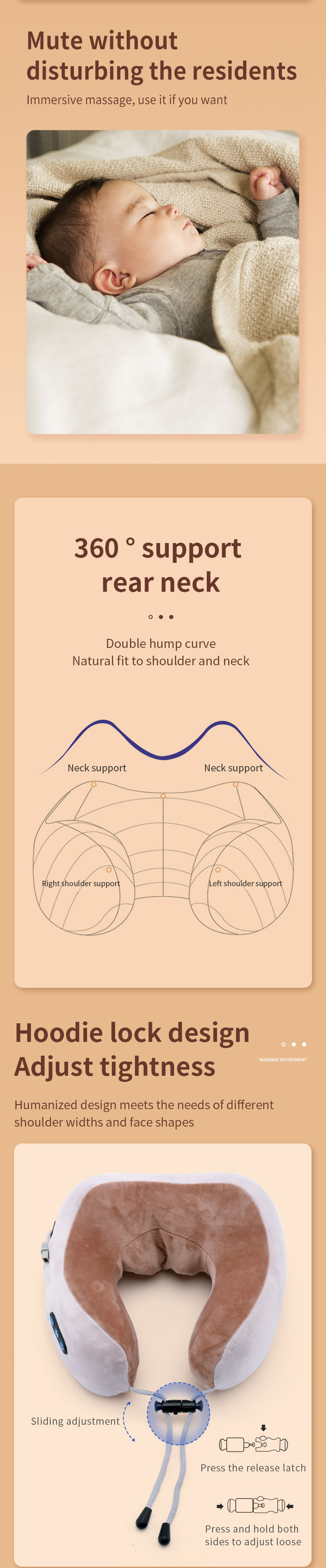 Body Cervical  Kneading Shiatsu Vibration C-type Shape Neck And Shoulder Relaxing Massage Travel Pillow
