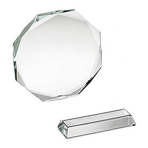 TROFEO METÁLICO OCTAGONAL con BASE DESMONTABLE, 100 PLACAS con GRÁFICOS IMPRESOS EN UV para REGALO DE BIENVENIDA y OBSESIÓNES PROMOCIONALES - Product Image 1