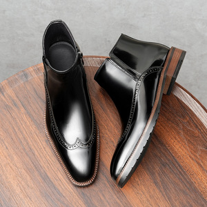 Chaussures habillées italiennes en cuir véritable, style Derby à lacets, en daim, faites à la main, brûlées, pour hommes - Product Image 1