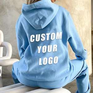 कस्टम 460 जीएसएम खेल पफ प्रिंट फ्रेंच टेरी कपास ओवरसाइज दो टुकड़े सेट 3 डी पफ प्रिंट यूनिसेक्स स्वेटपैंट जॉगर और हुडी सेट - Product Image 3