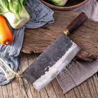 Vente flash - Couteau de chef en acier inoxydable de haute qualité, forgé à la main, 8 pouces, HRC 582, super tranchant, manche en cuir et bois, pour couper la viande