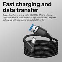Câble de liaison de câble de données haute vitesse USB 3.0 de 5m avec cordon de chargeur USB C de charge pour accessoires de casque VR