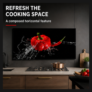 Impression murale de cuisine Red Pepper Splashback, nature morte alimentaire pour restaurant, café, salle à manger, hôtel, intérieurs modernes - Product Image 5