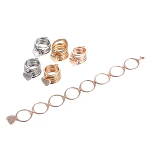 Boho 2020 Alloy Rhinestone Magic Ring Retractable Ring Bracelet Change Dual-use Heart Folding Ring Bracelets For Women Jewelry