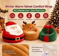 Canapé gonflable rond moderne à thème de Noël pour adultes et enfants, avec chambre à air en PVC et housse en peluche