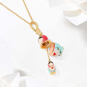 Collier en émail coloré plaqué or, pendentif Matryoshka en alliage, <span class=keywords><strong>œuf</strong></span> Fabergé, <span class=keywords><strong>bijoux</strong></span> de mode - Product Image 3
