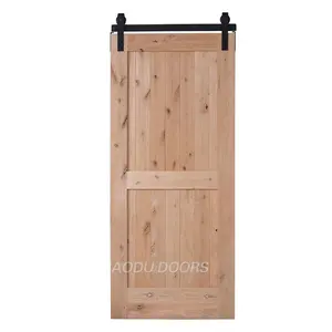 Solid MDF Barn Door with Whole 6.6ft Sliding Door Hardware Kit, 12in Handle Kit and 2 Floor Guides, PVC Waterproof Coating