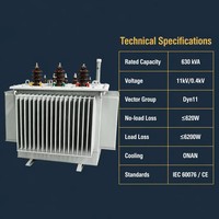 Transformateurs électriques triphasés immergés dans l'huile 50/60HZ 10KV 15KV 20KV 35KV 100KVA 300KVA 500KVA pour l'industrie 380V 400V
