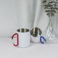 Mug isotherme portable en acier inoxydable à double paroi avec mousqueton, 220 ml et 300 ml, pour camping, randonnée, voyage, tasse à café, personnalisable par sublimation, vierge