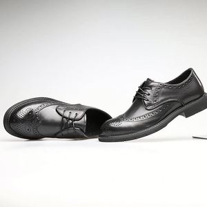 New Men's Genuine Leather <b>Closed</b> <b>Toe</b> Oxford Shoes Business Formal Wear No <b>Heel</b> Breathable Denim Color Autumn Season - Product Image 3