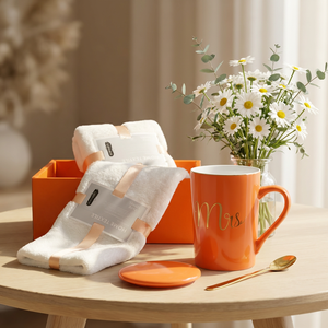 Taza de Cerámica Promocional con Logotipo Personalizado, Juego de Regalo con Tapa y Toalla, para Bodas, Cumpleaños, Acción de Gracias, San Valentín, Regalo de Agradecimiento - Product Image 6