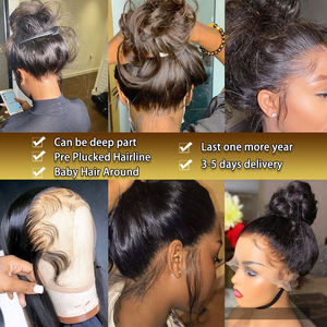 Perruque Lace Frontal Wig 360 péruvienne naturelle — beeos, cheveux lisses, nœuds décolorés, pre-plucked, 30 32 34 36 38 40 pouces, Baby Hair, livraison gratuite - Product Image 6