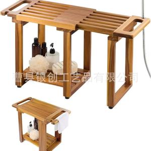 Wooden <b>Bathroom</b> <b>Stool</b> Extendable Shower Seat Multi Functional Step <b>Stool</b> For Home Bath Use - Product Image 2