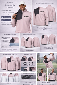 Fabricants de vêtements sur mesure, vêtements de golf à demi-zip, sweat-shirts imprimés en polyester et coton pour hommes, pull à quart de zip - Product Image 2