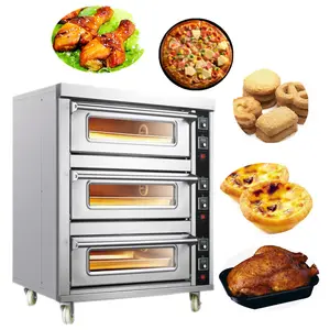 Oven Pemanggang Elektrik/Gas, Oven Pemanggang Komersial untuk Roti dan Kue, Pizza, Oven Gas untuk Harga Toko Roti