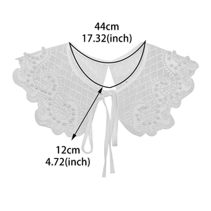 xqd Pequeño chal <span class=keywords><strong>con</strong></span> ribete de encaje para protección, faldas, abrigos y camisas versátiles. Corbata de lazo, cuello falso <span class=keywords><strong>con</strong></span> cordones - Product Image 5