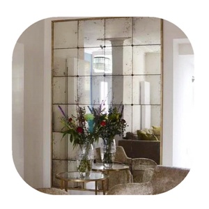 Golden Bronze <b>Silver</b> Blue Beveled Glass <b>Mirror</b> Tile Modern Art Deco Style Float Shape for Decorative Usage - Product Image 2