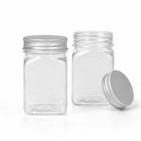 Bocaux carrés en plastique transparents Whoeslae, pots de conservation alimentaire vides, réutilisables pour aliments secs, beurre de cacahuète, organisation de la cuisine