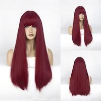 Rambut Lurus Panjang Wanita Tanpa Renda 70cm Warna Biru Mermaid Wig Tenun Mesin Tahan Panas