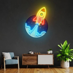 Enseigne au néon Une galaxie de l'espace Imprimé UV Lancement de fusée Art mural Alimenté par USB Lumière au néon LED Utilisé pour la décoration de la maison Bar et Club - Product Image 2