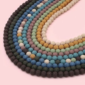 Cuentas de piedra de lava de 4/6/8/10mm, venta al por mayor, cuentas sueltas de piedra volcánica Natural redonda de colores para la fabricación de joyas - Product Image 3