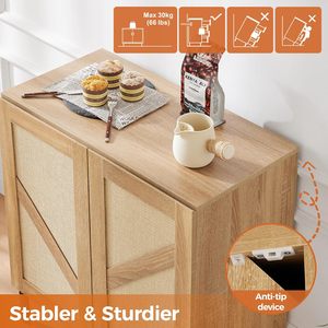 Giá giày Boho với cửa 2 cửa bằng mây với khả năng chịu tải cấu trúc bằng gỗ và ổn định và được sử dụng trong lối vào - Product Image 3