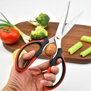 Tijeras de Cocina de Acero Inoxidable, Hoja de 26.5 cm, Mango Negro y Rojo, para Cortar Carne y Asados - Product Image 4