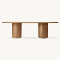 Mobilier d'intérieur Table à manger ovale cannelée en bois de style français pour cuisine restaurant