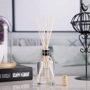 200ml Cylinder Glass Bottle Essential Oil Home Decorative Fragrance Aroma Scented Wooden Rattan Reed Diffuser