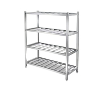Étagères en acier inoxydable sur mesure pour usage commercial, avec un rack de rangement robuste pour la cuisine des restaurants et la restauration hôtelière