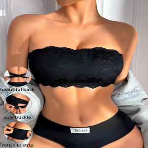 <span class=keywords><strong>Reggiseno</strong></span> <span class=keywords><strong>Senza</strong></span> <span class=keywords><strong>Spalline</strong></span> da Donna in <span class=keywords><strong>Pizzo</strong></span> Jacquard Ondulato Sexy con Striscia Antiscivolo, <span class=keywords><strong>Spalline</strong></span> Incrociate sul Retro, Design con Chiusura Laterale - Product Image 1