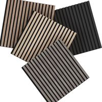 Panel dinding berlapis Akupanel ramah lingkungan seri 240 Panel akustik LED PVC kayu dalam hitam surat suara desain grafis