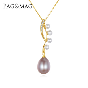 สร้อยคอไข่มุก PAG&<span class=keywords><strong>MAG</strong></span> ดีไซน์หรูหราสำหรับผู้หญิง ทำจากเงินแท้ 925 พร้อมจี้ ขายส่ง - Product Image 1