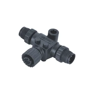 MNEA2000 Konektor M12 T-konektor 5pin A Kode Malex2 Ke Female T Adapter Sekrup Plastik