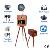 Équipement de photomaton en bois compatible avec appareil photo reflex numérique, écran tactile, support d'imprimante pour entreprise de location