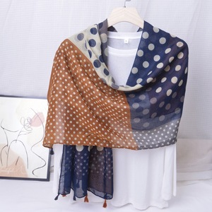 Fancy New Dots Pattern Cotton Feeling Headscarf for Ladies Long Large Polyester Hijab Fashion Gold Bronzing Shiny <b>Scarves</b> <b>Shawls</b> - Product Image 1