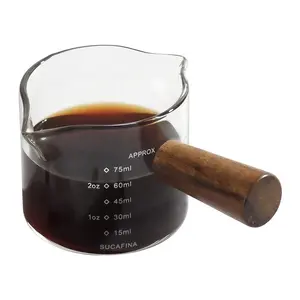 Accesorios Espresso Jarra de leche 50ML 75ML Taza medidora de café de vidrio transparente resistente al calor personalizada