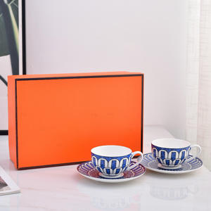 Nouvelle conception, luxe nordique, ensemble de 2 tasses et soucoupes, tasse à café en porcelaine osseuse - Product Image 2