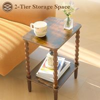 Kirkasa Table basse marron rustique moderne à 2 niveaux étagère de rangement étroite pour petit salon chambre meubles de maison pour espaces