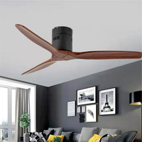 Durlitecn Ventilateur de plafond moderne en bois noir sans lampe avec télécommande Ventilateur de plafond en bois de 42 pouces pour chambre à coucher